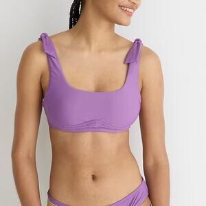 J. Crew Tie Shoulder Scoopneck Bikini Top Viola Size 2X NWT